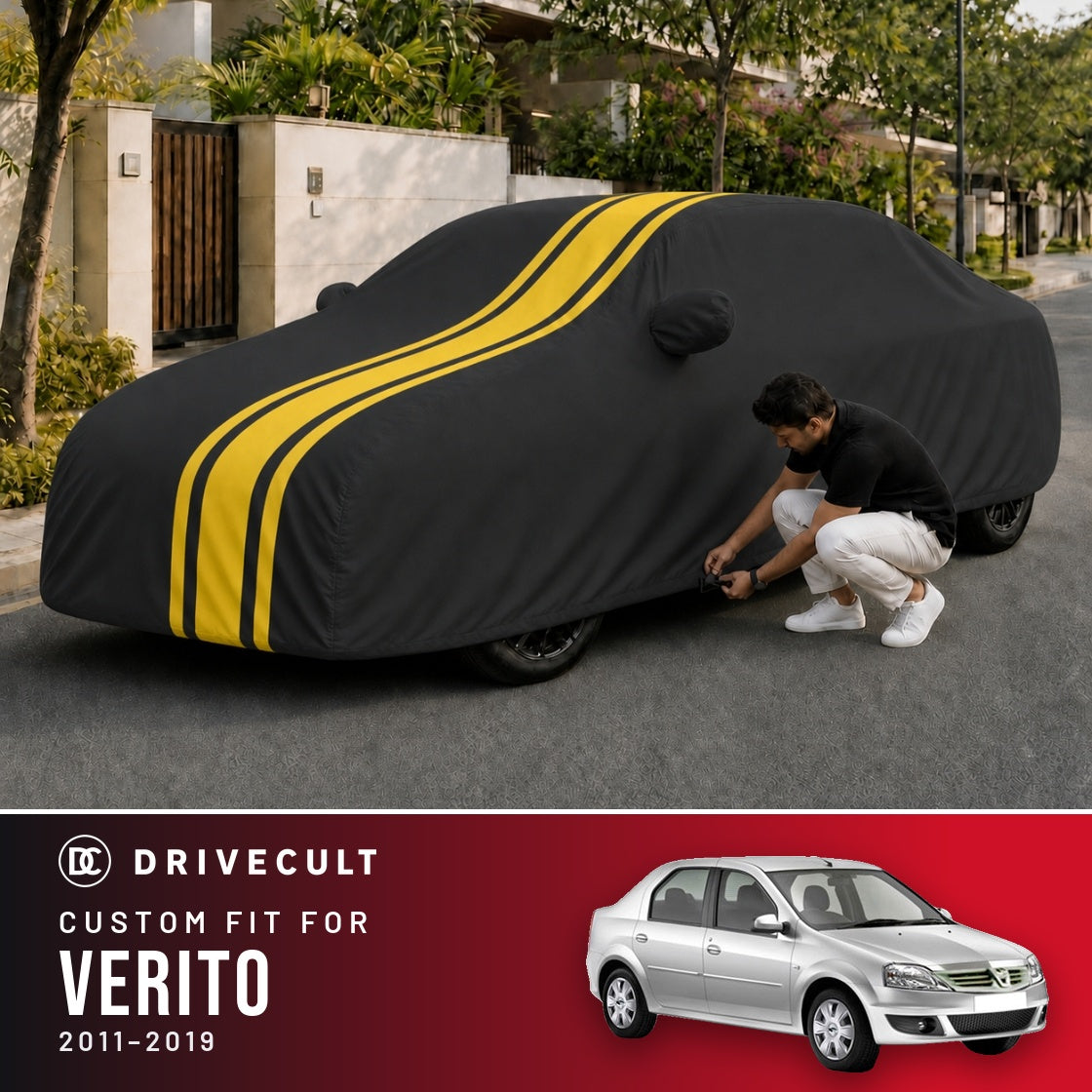 Mahindra Verito 2011-2019 DriveCult Blaze custom-fit waterproof car body cover