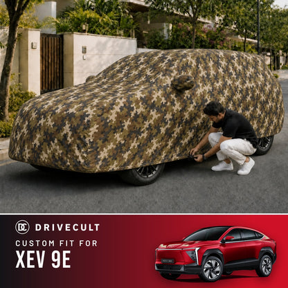 Mahindra XEV 9E DriveCult Phantom custom-fit waterproof car body cover