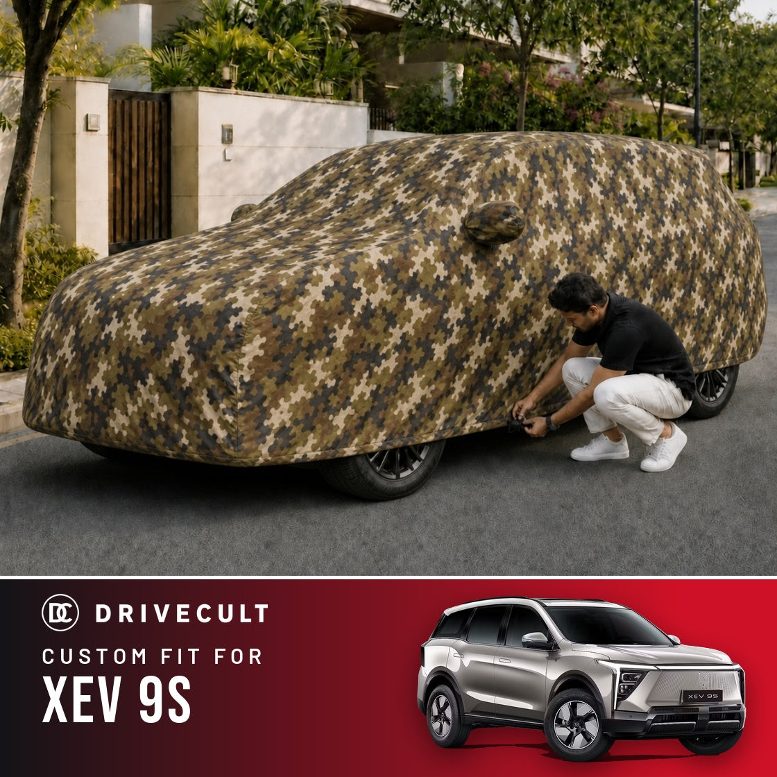 Mahindra XEV 9S DriveCult Phantom custom-fit waterproof car body cover