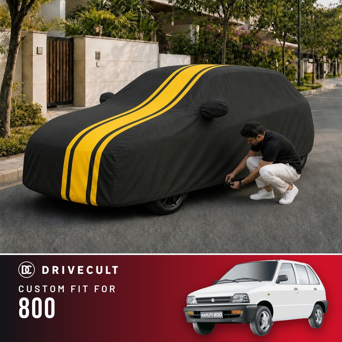 Maruti Suzuki 800 DriveCult Blaze custom-fit waterproof car body cover