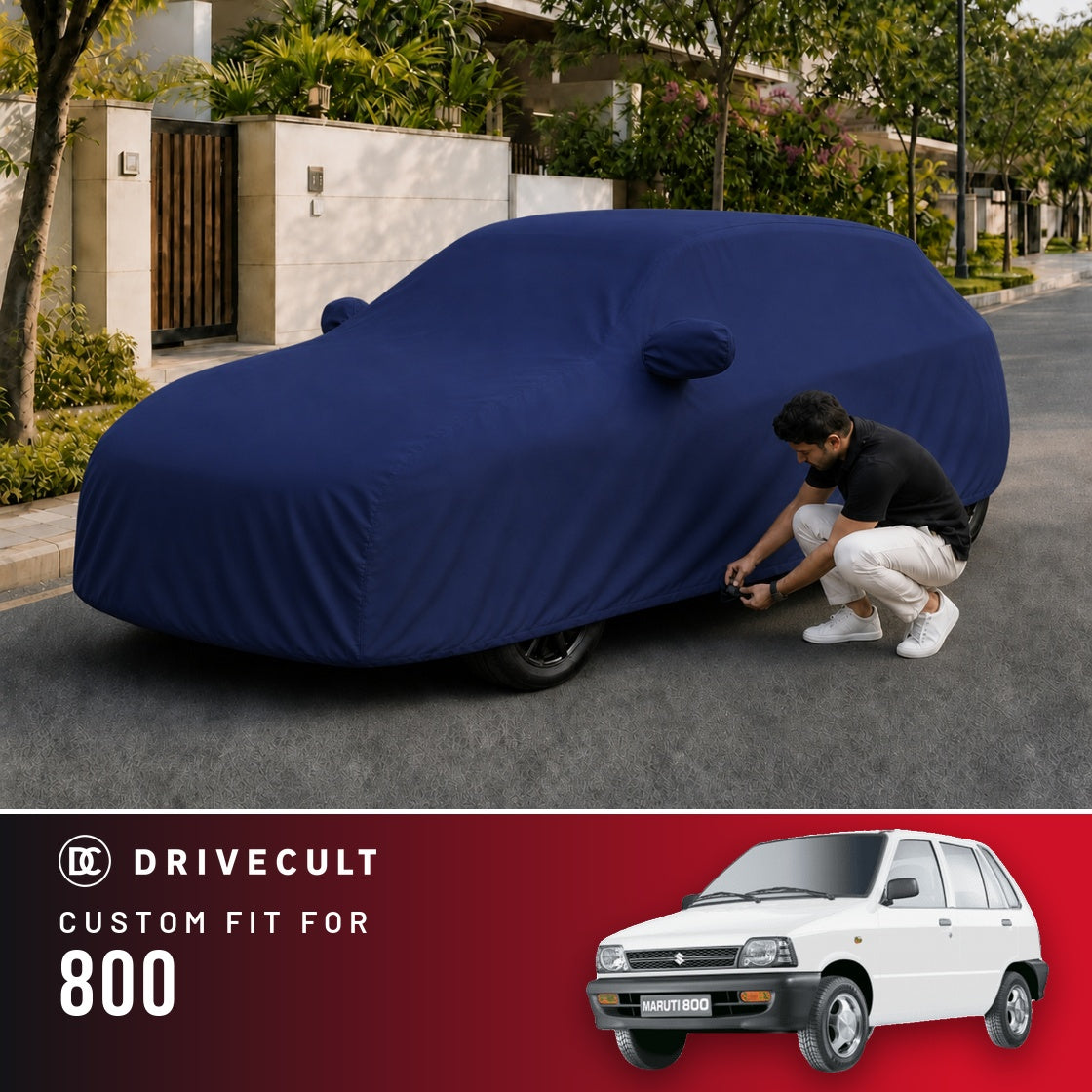 Maruti Suzuki 800 DriveCult Storm custom-fit waterproof car body cover