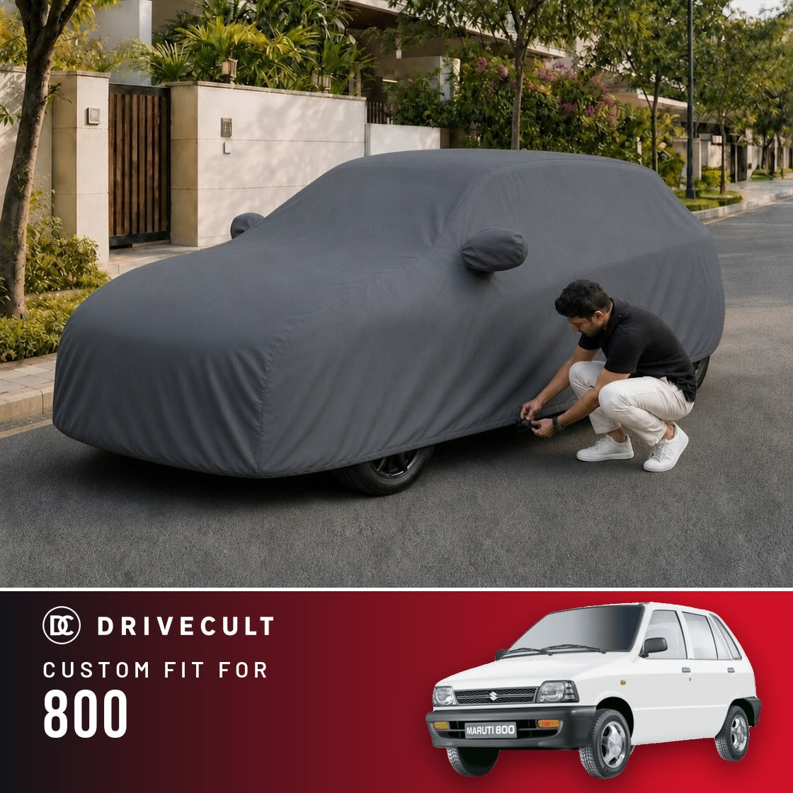Maruti Suzuki 800 DriveCult Titan custom-fit waterproof car body cover
