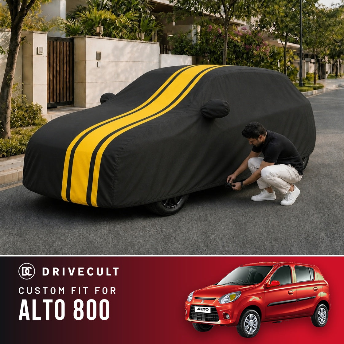 Maruti Suzuki Alto 800 DriveCult Blaze custom-fit waterproof car body cover