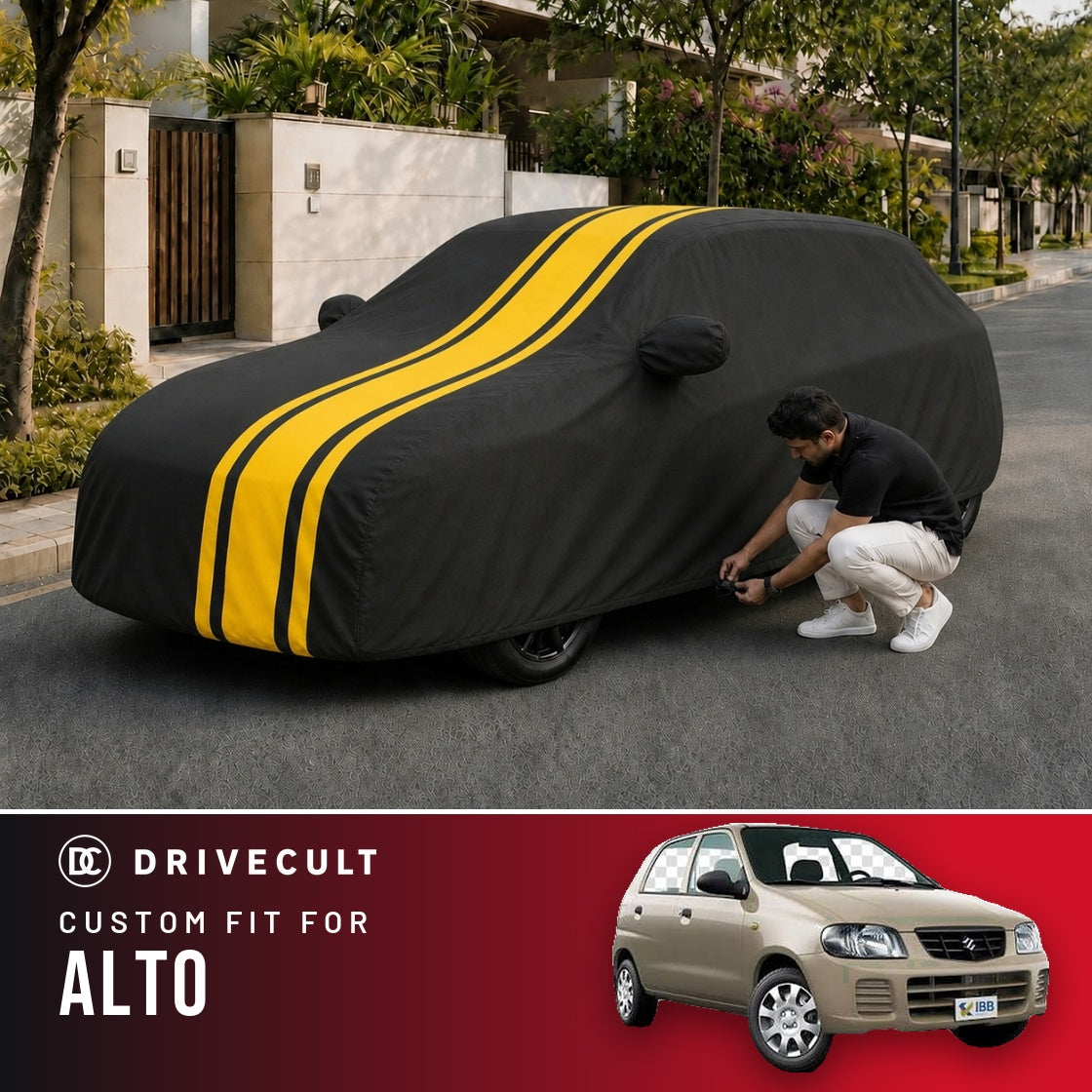 Maruti Suzuki Alto DriveCult Blaze custom-fit waterproof car body cover