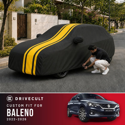 Maruti Suzuki Baleno 2022-2026 DriveCult Blaze custom-fit waterproof car body cover