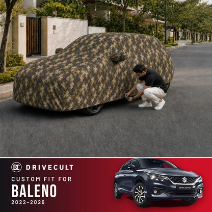 Maruti Suzuki Baleno 2022-2026 DriveCult Phantom custom-fit waterproof car body cover