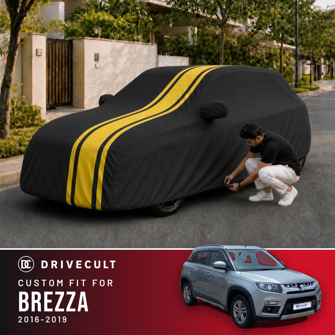 Maruti Suzuki Brezza 2016-2019 DriveCult Blaze custom-fit waterproof car body cover