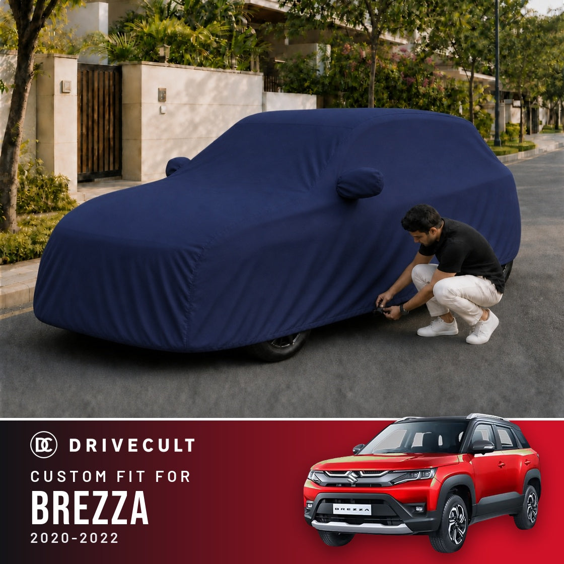 Maruti Suzuki Brezza 2020-2022 DriveCult Storm custom-fit waterproof car body cover