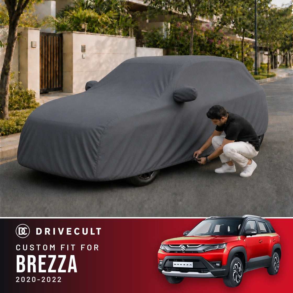 Maruti Suzuki Brezza 2020-2022 DriveCult Titan custom-fit waterproof car body cover