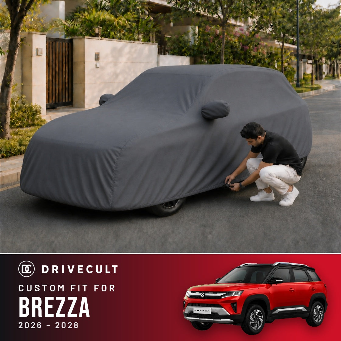 Maruti Suzuki Brezza 2026-2028 DriveCult Titan custom-fit waterproof car body cover