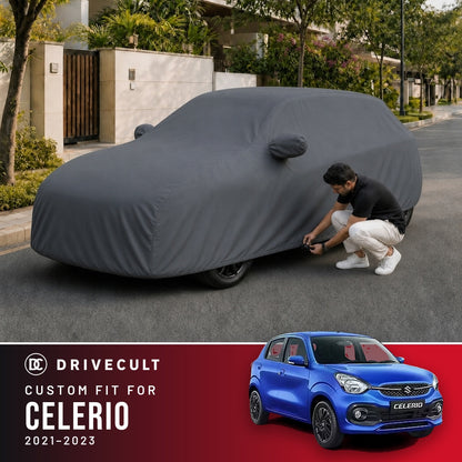 Maruti Suzuki Celerio 2021-2023 DriveCult Titan custom-fit waterproof car body cover