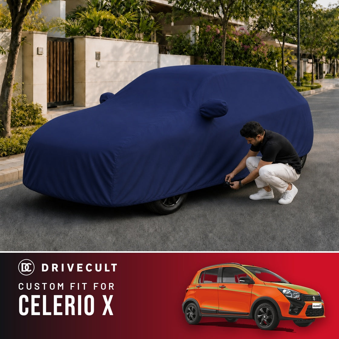 Maruti Suzuki Celerio X DriveCult Storm custom-fit waterproof car body cover