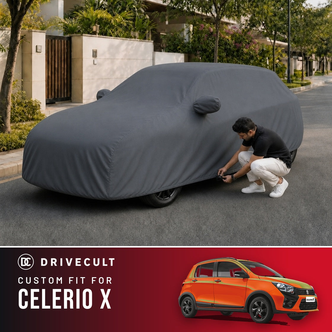 Maruti Suzuki Celerio X DriveCult Titan custom-fit waterproof car body cover