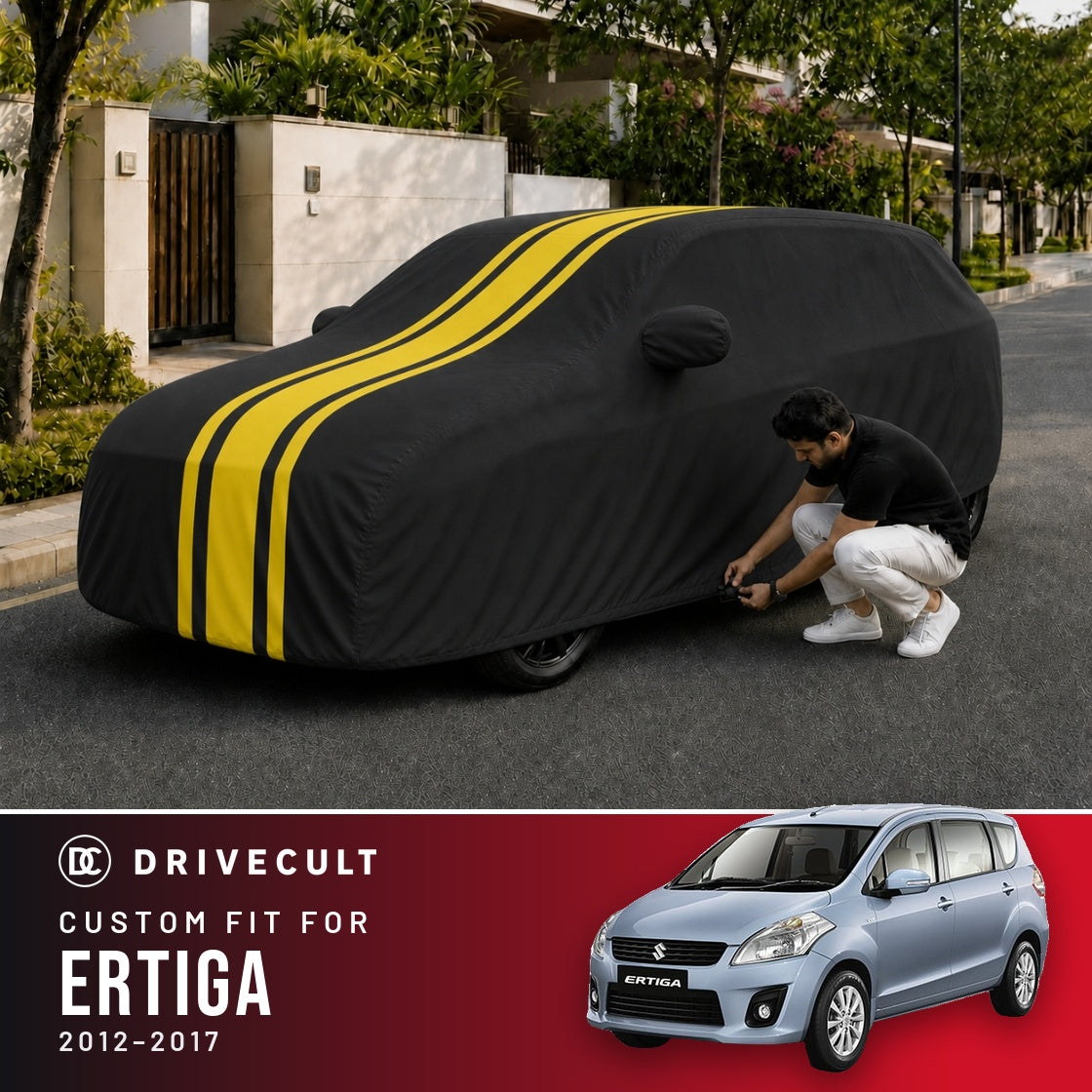 Maruti Suzuki Ertiga 2012-2017 DriveCult Blaze custom-fit waterproof car body cover
