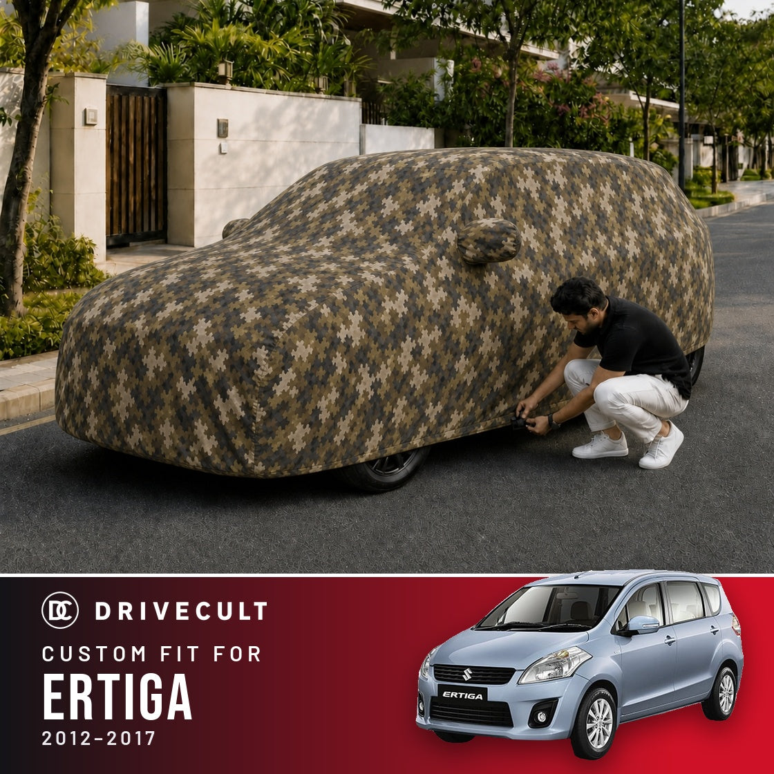 Maruti Suzuki Ertiga 2012-2017 DriveCult Phantom custom-fit waterproof car body cover