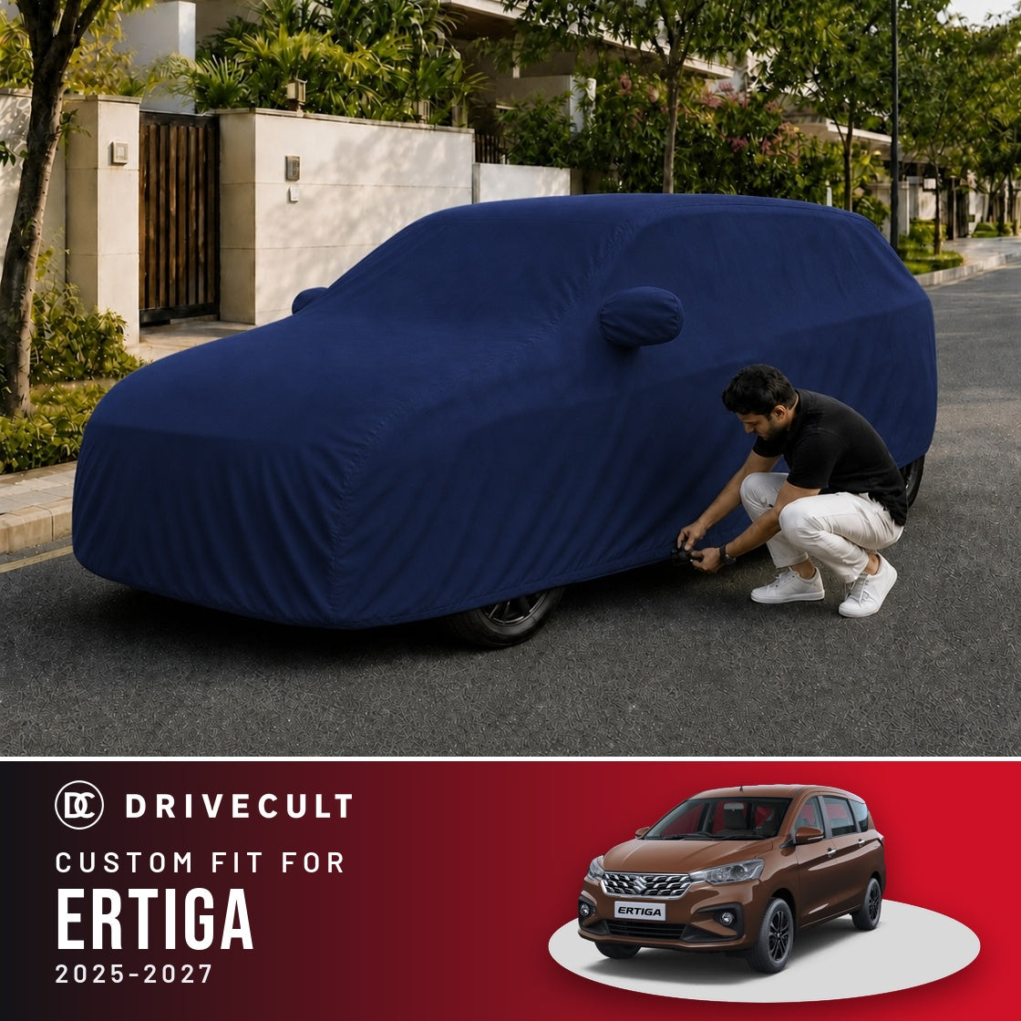 Maruti Suzuki Ertiga 2025-2027 DriveCult Storm custom-fit waterproof car body cover