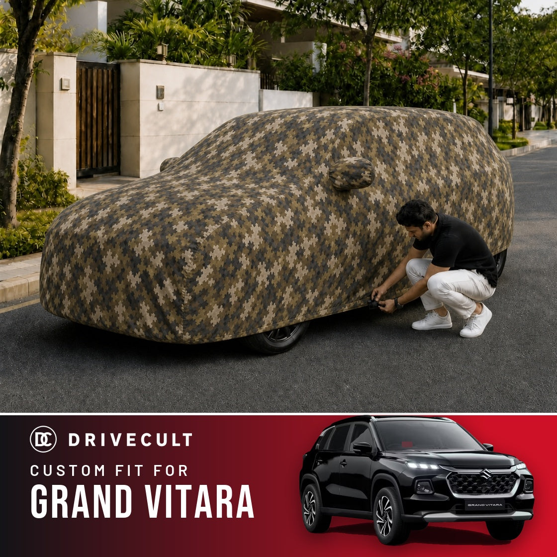 Maruti Suzuki Grand Vitara DriveCult Phantom custom-fit waterproof car body cover