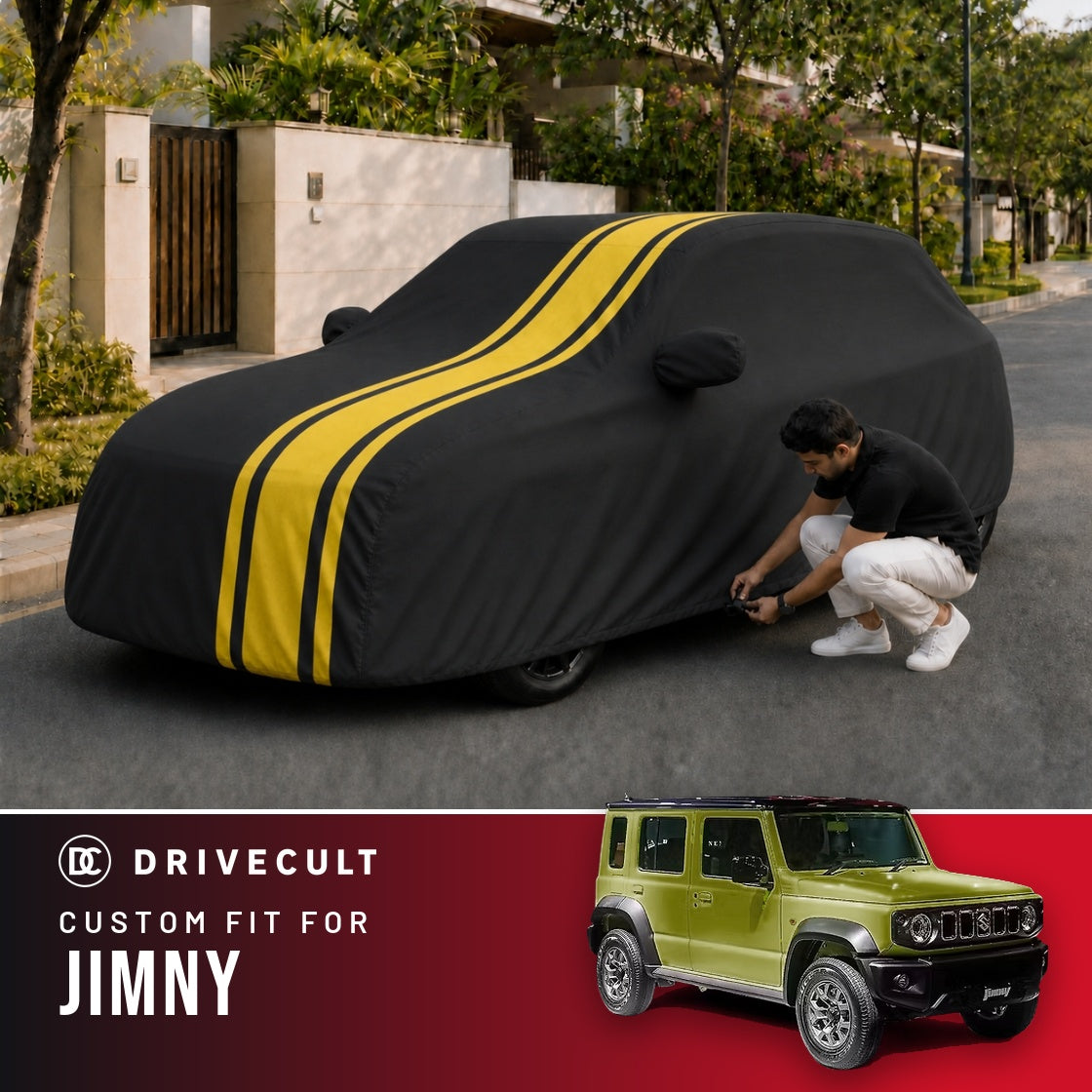 Maruti Suzuki Jimny DriveCult Blaze custom-fit waterproof car body cover