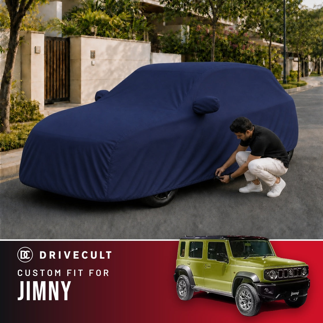 Maruti Suzuki Jimny DriveCult Storm custom-fit waterproof car body cover