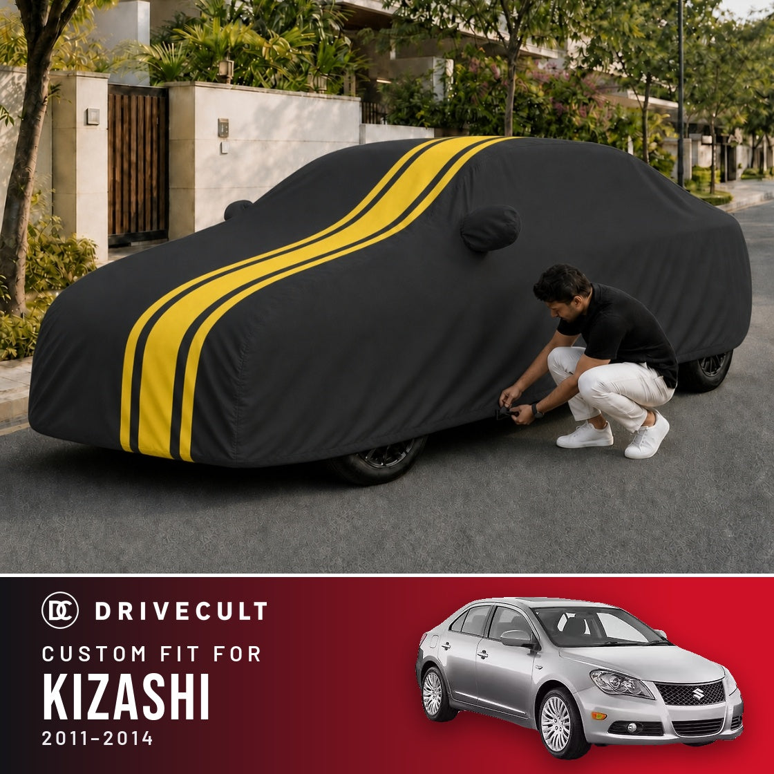 Maruti Suzuki Kizashi 2011-2014 DriveCult Blaze custom-fit waterproof car body cover