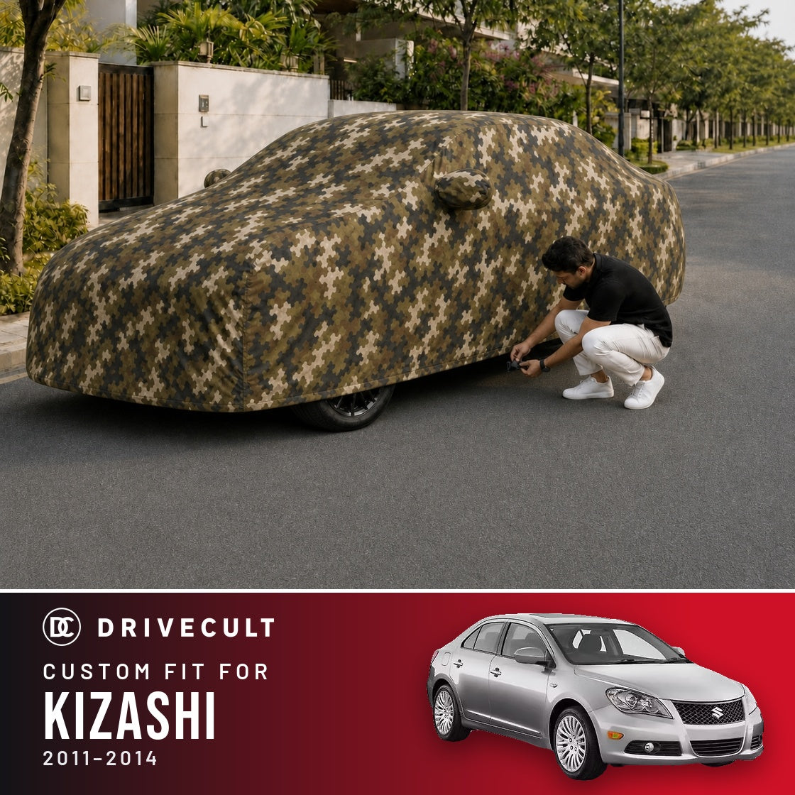 Maruti Suzuki Kizashi 2011-2014 DriveCult Phantom custom-fit waterproof car body cover