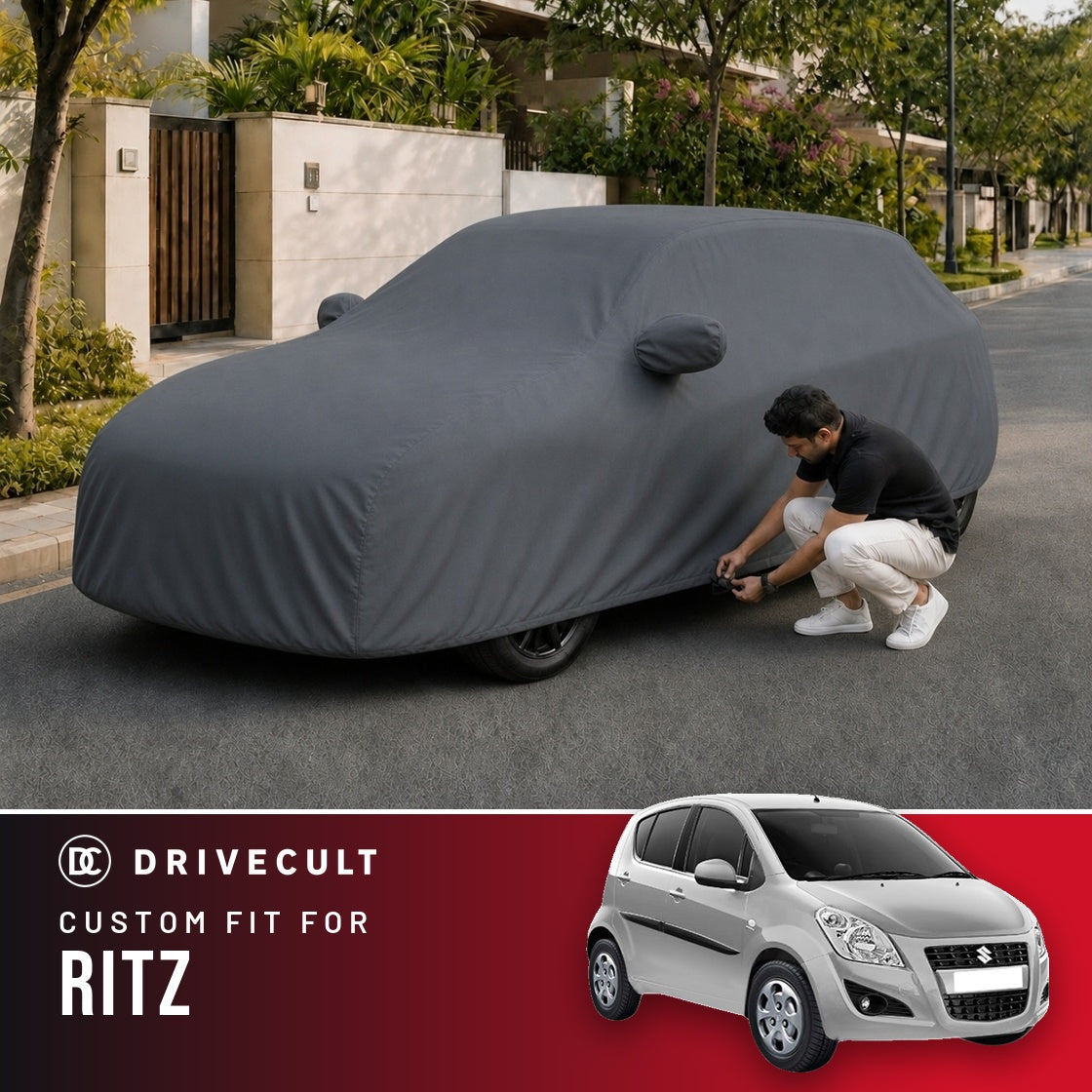 Maruti Suzuki Ritz DriveCult Titan custom-fit waterproof car body cover