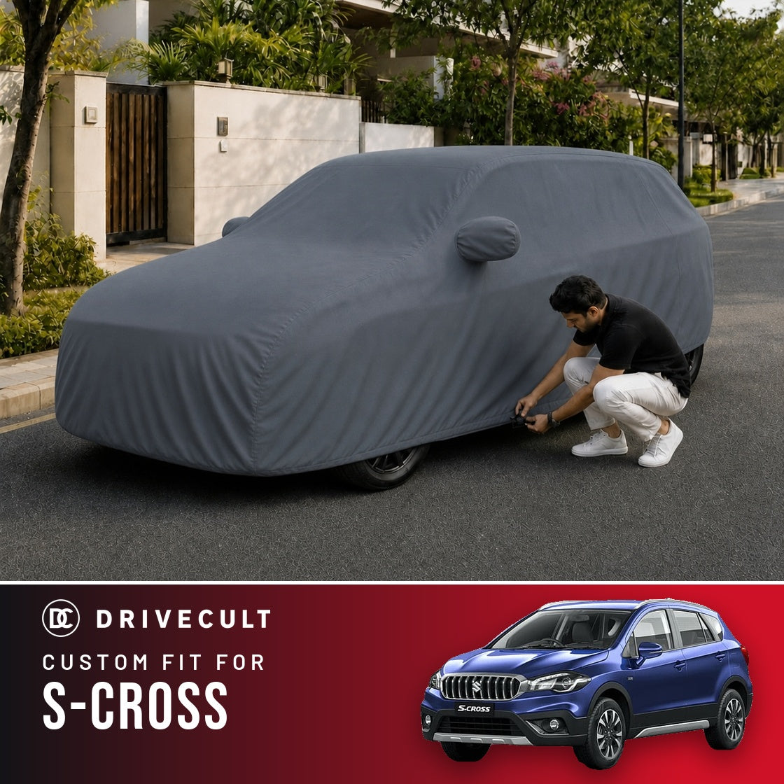 Maruti Suzuki S-Cross DriveCult Titan custom-fit waterproof car body cover