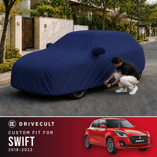 Maruti Suzuki Swift 2018-2022 DriveCult Storm custom-fit waterproof car body cover