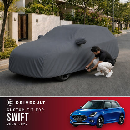 Maruti Suzuki Swift 2024-2027 DriveCult Titan custom-fit waterproof car body cover