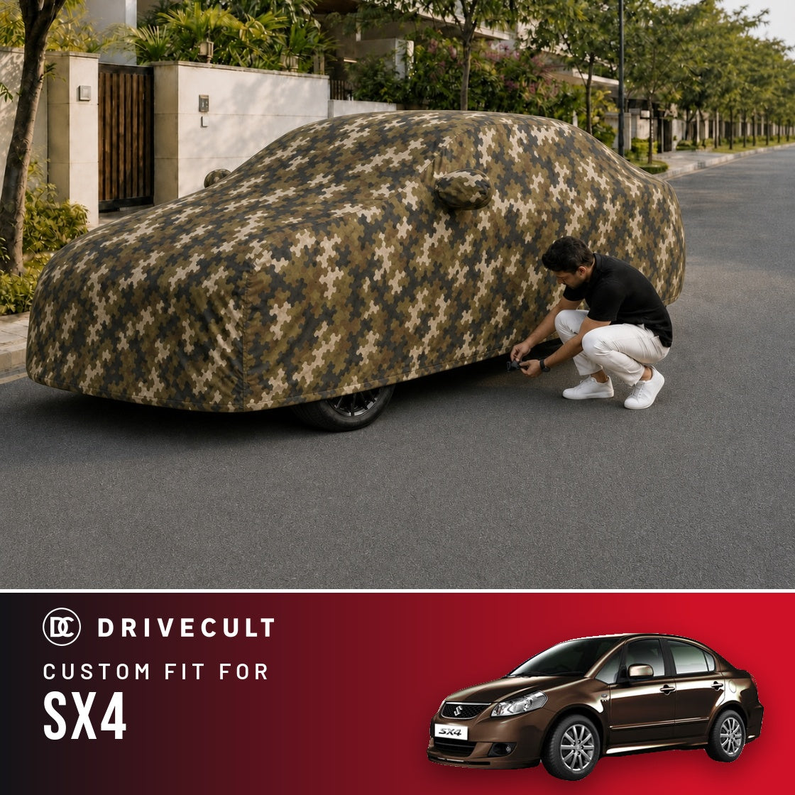 Maruti Suzuki SX4 DriveCult Phantom custom-fit waterproof car body cover