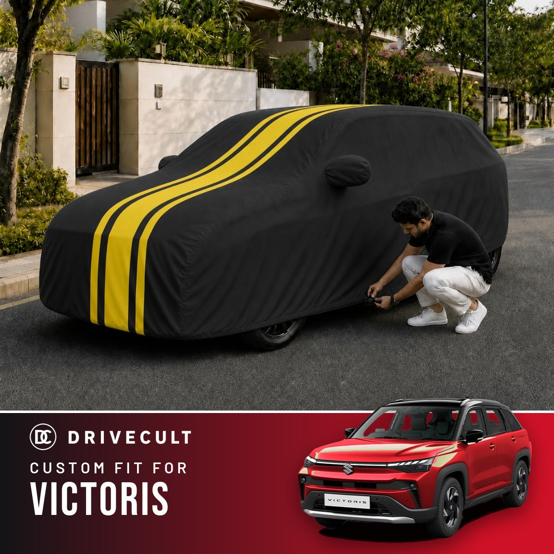 Maruti Suzuki Victoris DriveCult Blaze custom-fit waterproof car body cover