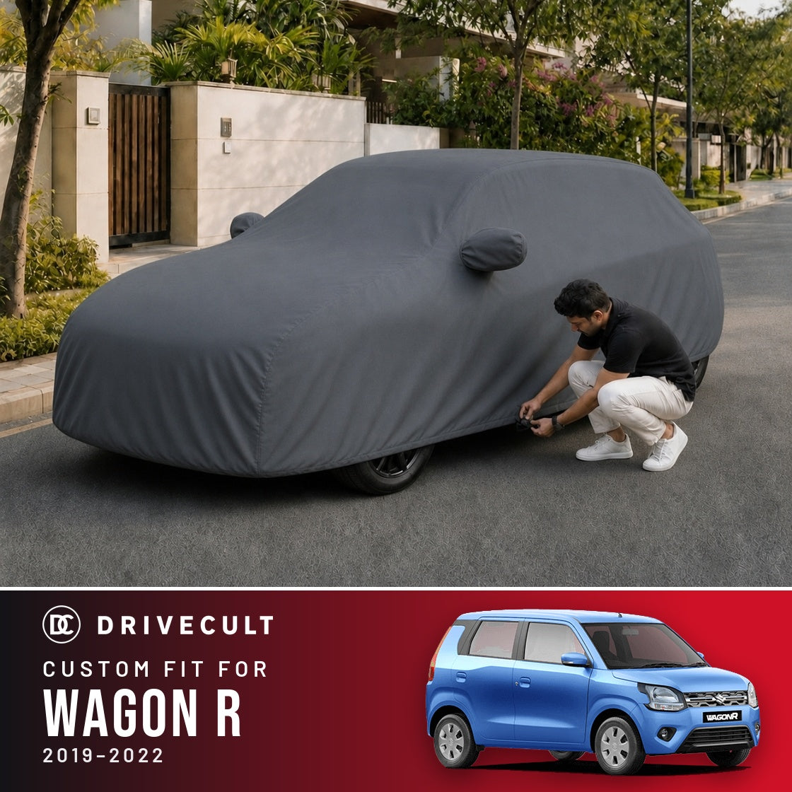 Maruti Suzuki Wagon R 2019-2022 DriveCult Titan custom-fit waterproof car body cover
