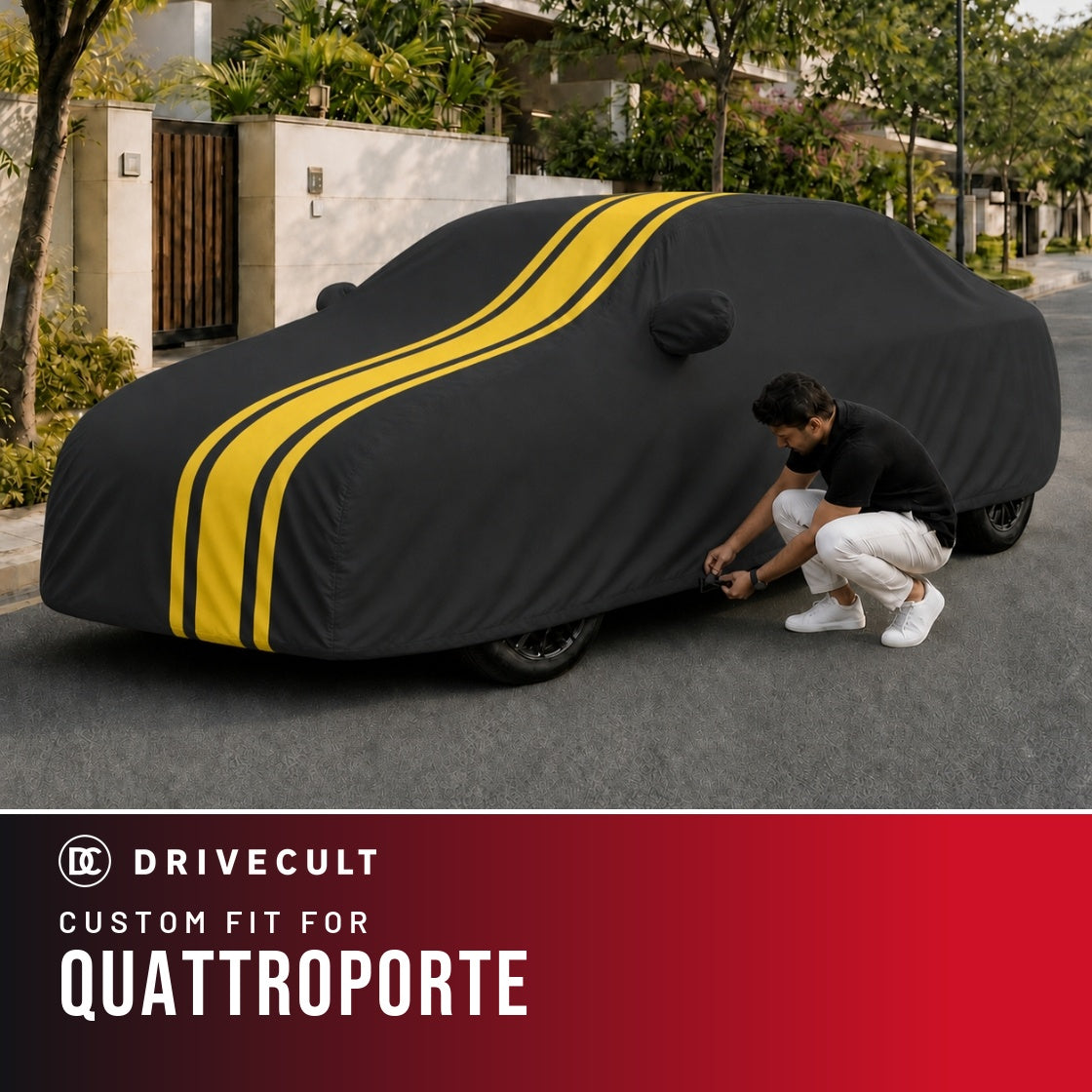 Maserati Quattroporte DriveCult Blaze custom-fit waterproof car body cover
