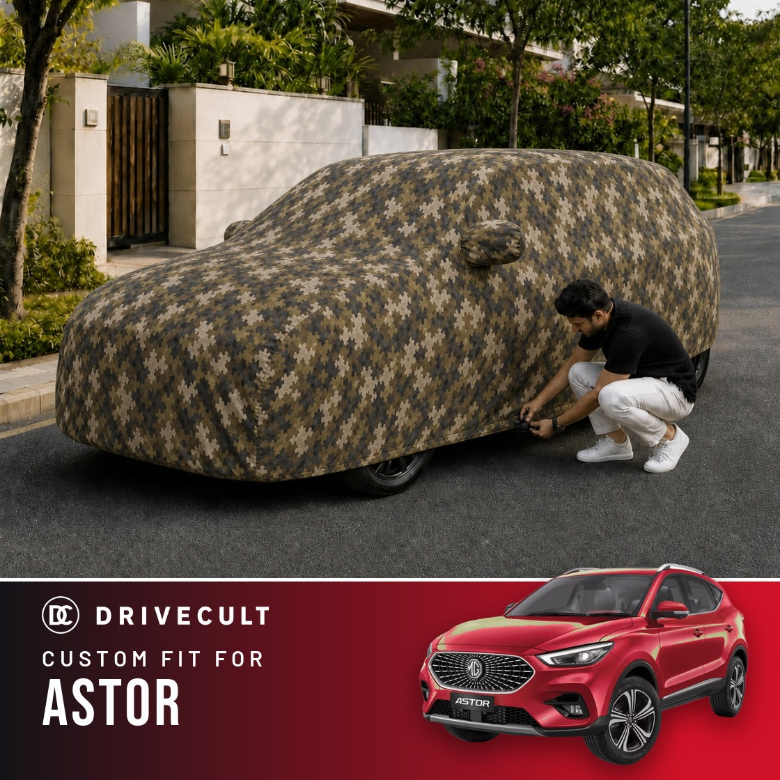 MG Astor DriveCult Phantom custom-fit waterproof car body cover