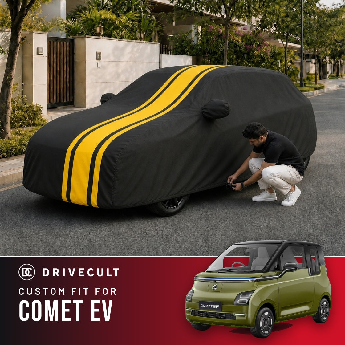 MG Comet EV DriveCult Blaze custom-fit waterproof car body cover