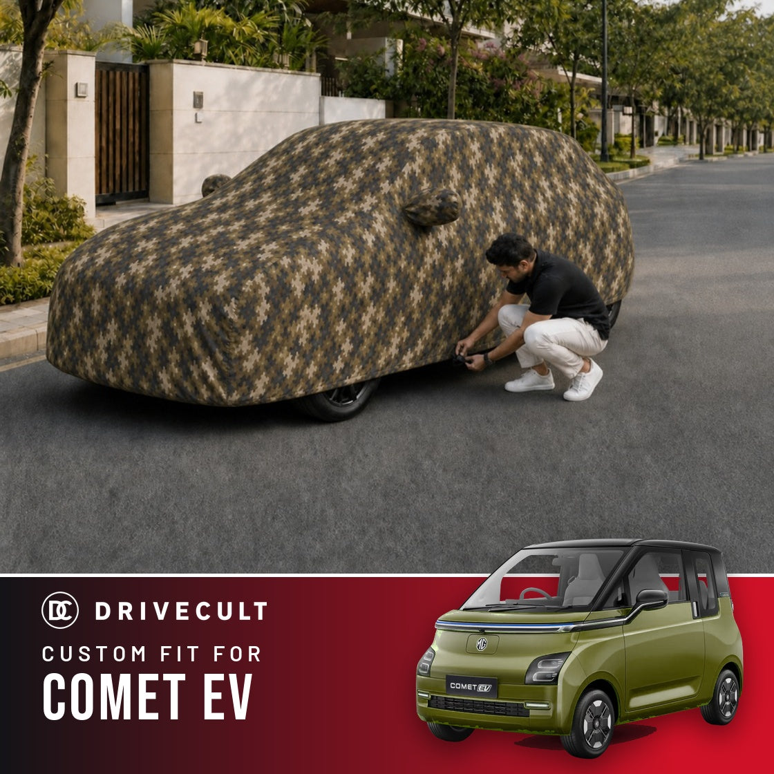 MG Comet EV DriveCult Phantom custom-fit waterproof car body cover