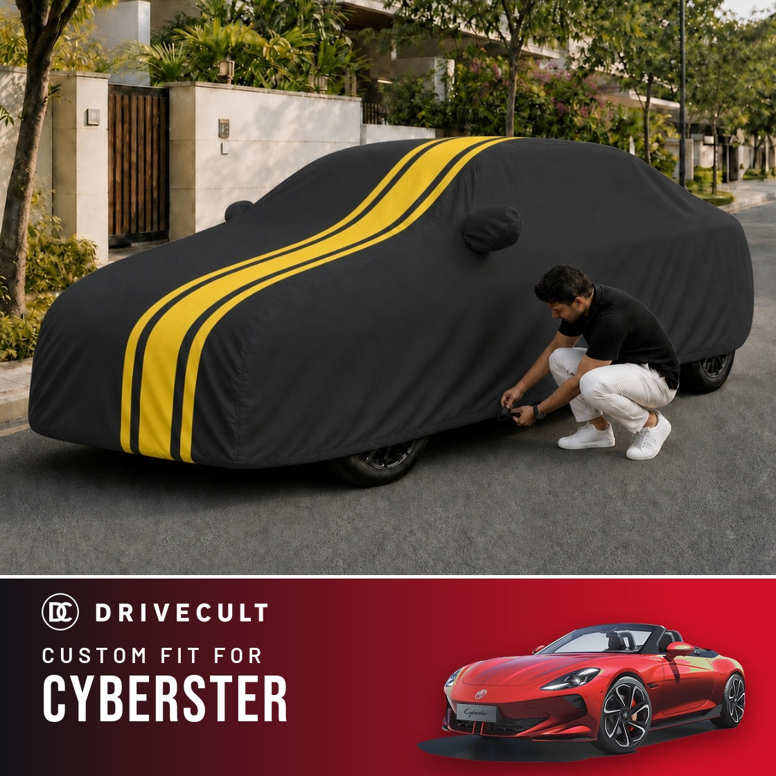MG Cyberster DriveCult Blaze custom-fit waterproof car body cover