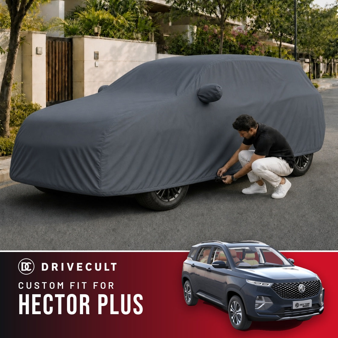 MG Hector Plus DriveCult Titan custom-fit waterproof car body cover
