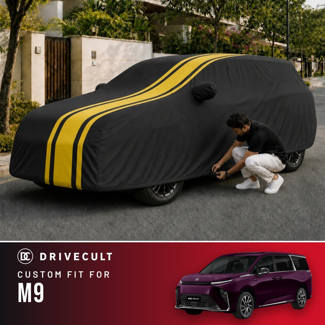 MG M9 DriveCult Blaze custom-fit waterproof car body cover