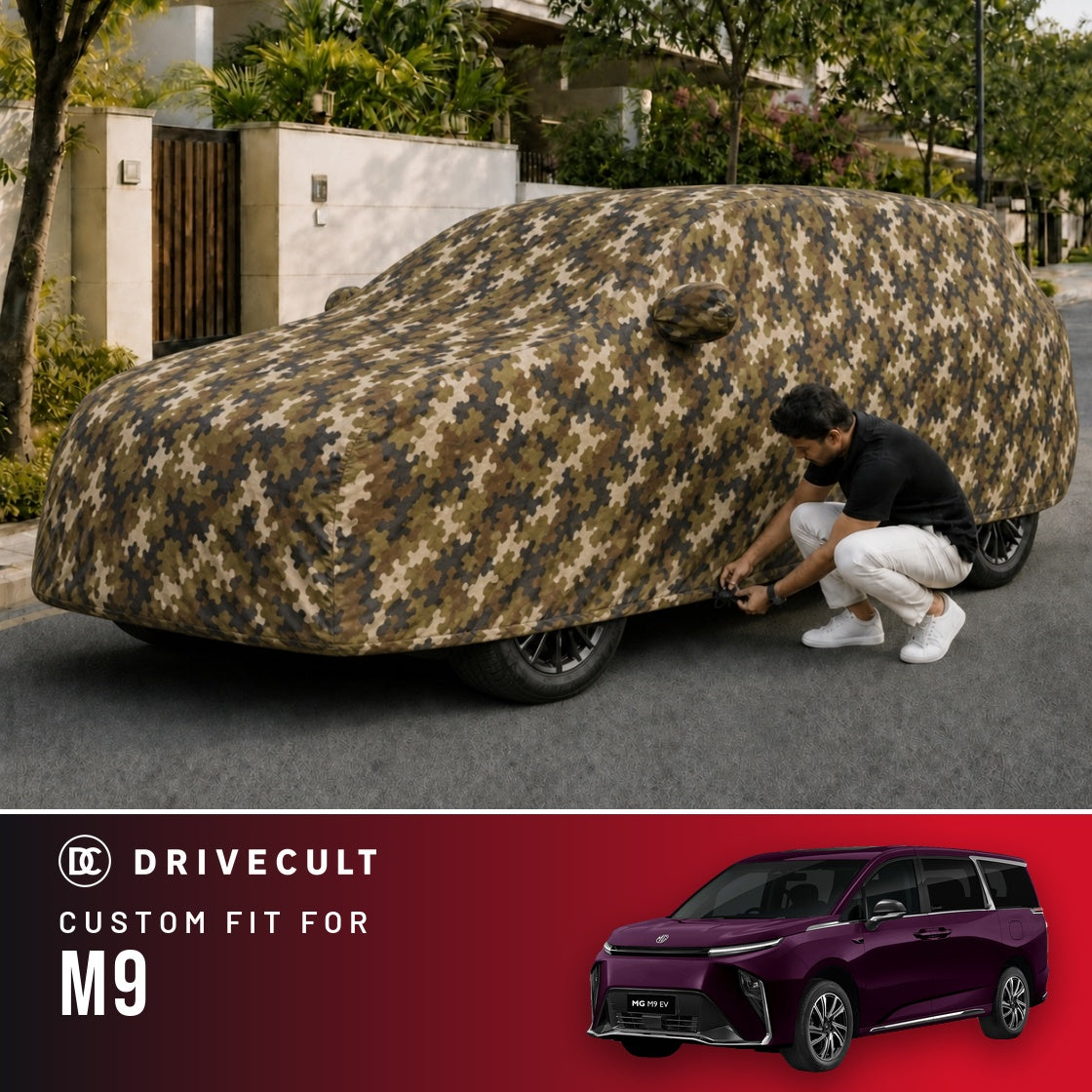 MG M9 DriveCult Phantom custom-fit waterproof car body cover