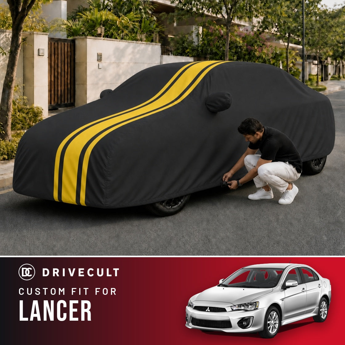 Mitsubishi Lancer DriveCult Blaze custom-fit waterproof car body cover