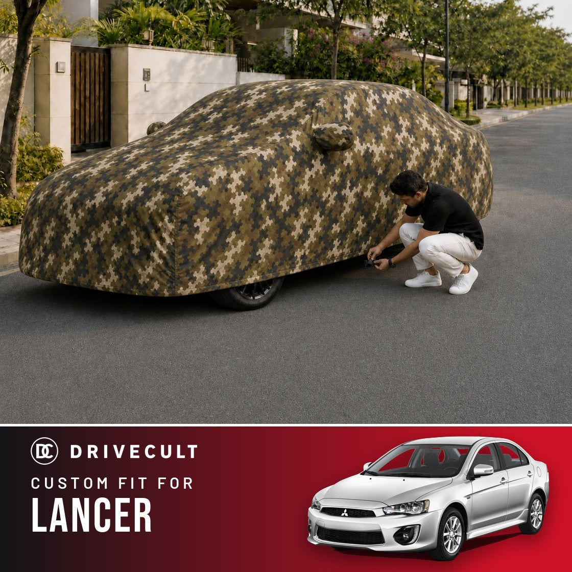 Mitsubishi Lancer DriveCult Phantom custom-fit waterproof car body cover