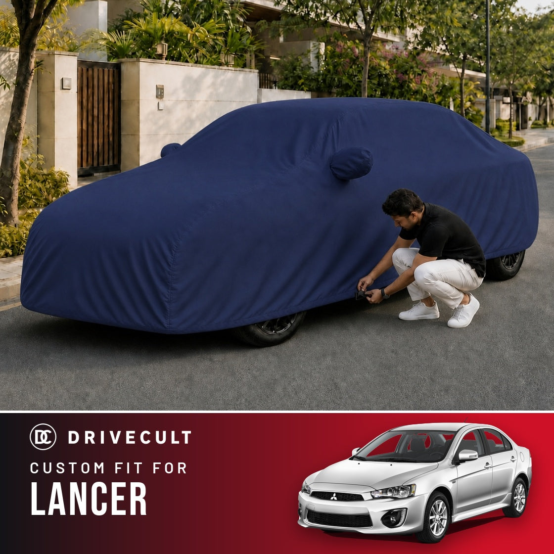 Mitsubishi Lancer DriveCult Storm custom-fit waterproof car body cover