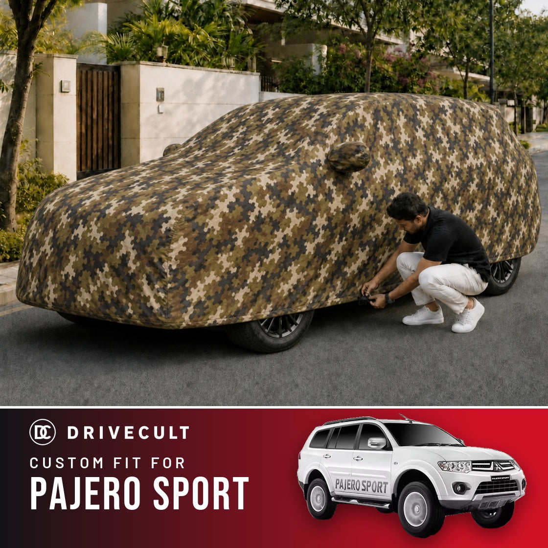 Mitsubishi Pajero Sport DriveCult Phantom custom-fit waterproof car body cover