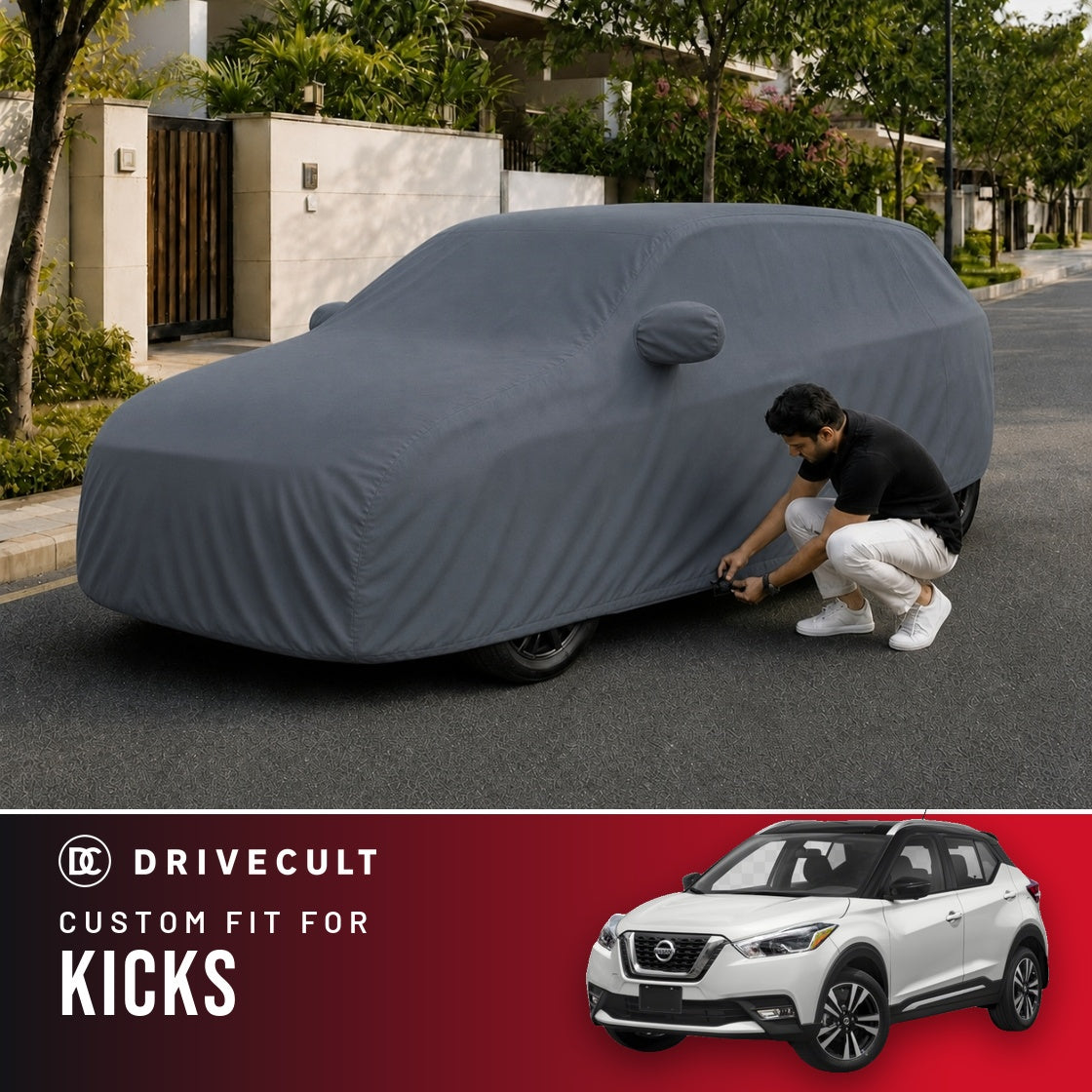 Nissan Kicks DriveCult Titan custom-fit waterproof car body cover