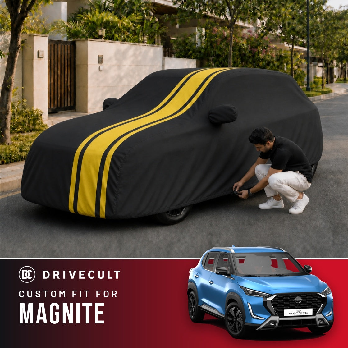 Nissan Magnite DriveCult Blaze custom-fit waterproof car body cover