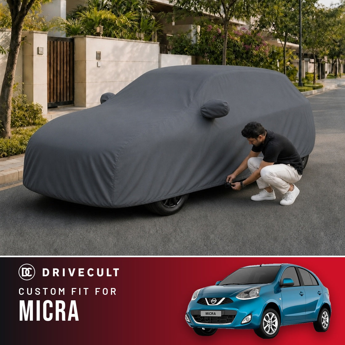 Nissan Micra DriveCult Titan custom-fit waterproof car body cover