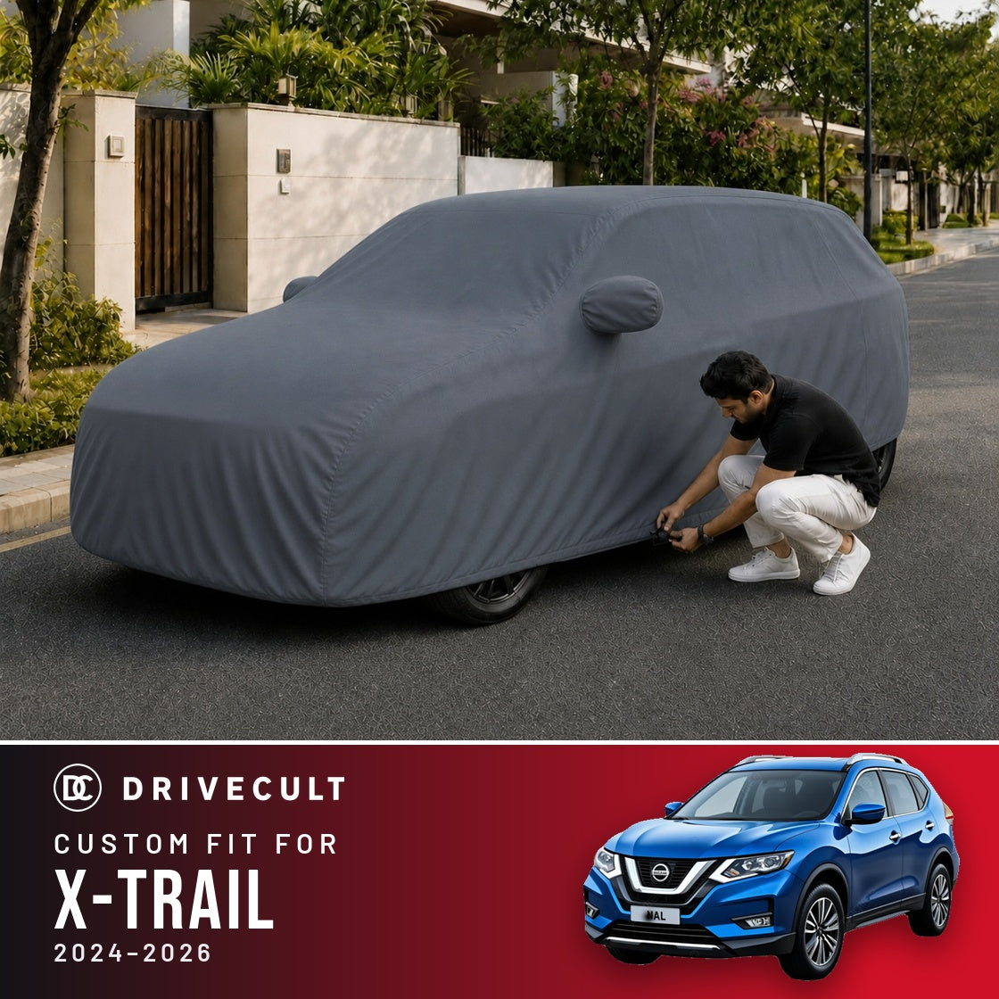 Nissan X-Trail 2024-2026 DriveCult Titan custom-fit waterproof car body cover
