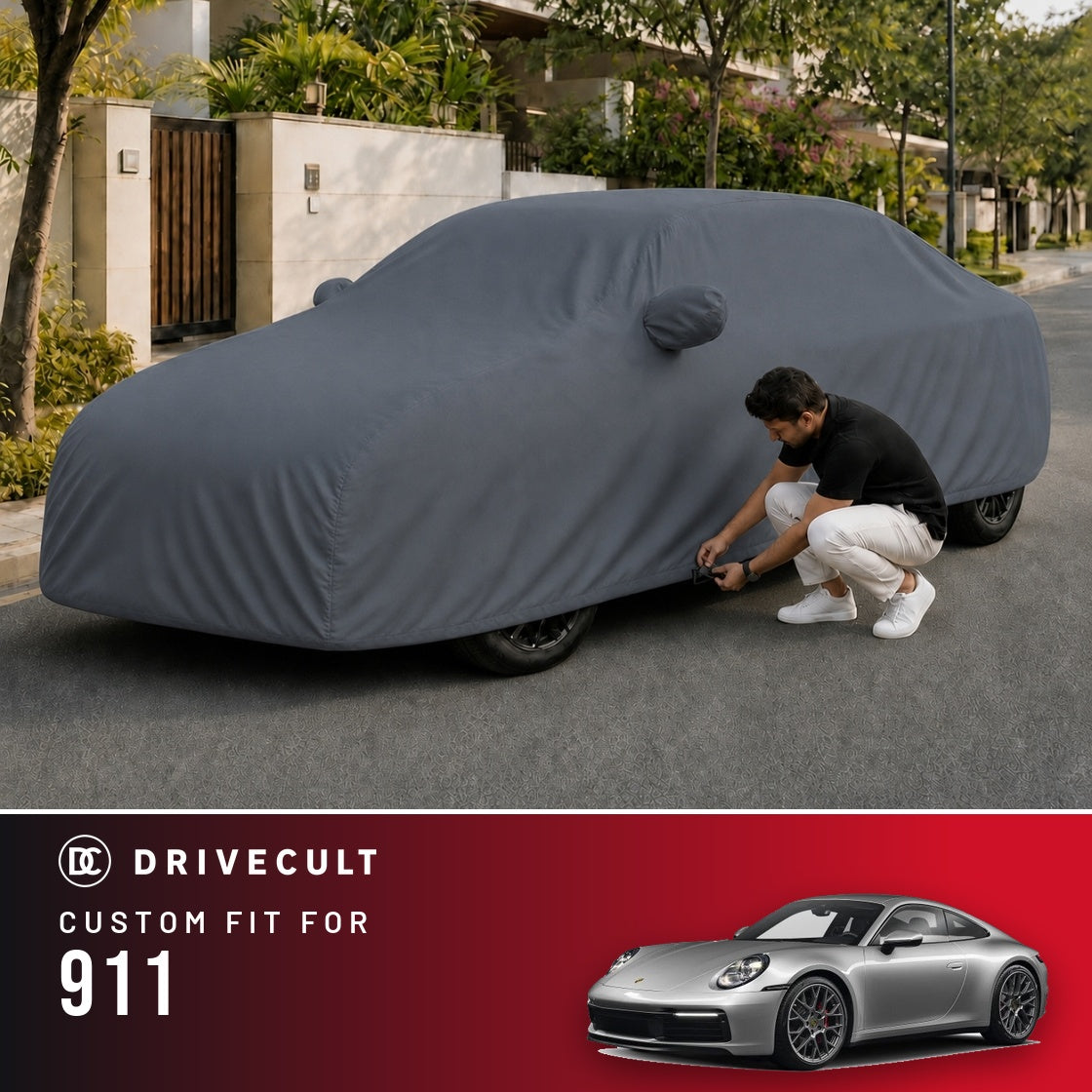 Porsche 911 DriveCult Titan custom-fit waterproof car body cover