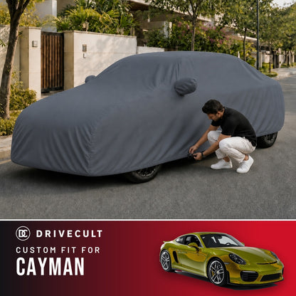 Porsche Cayman DriveCult Titan custom-fit waterproof car body cover